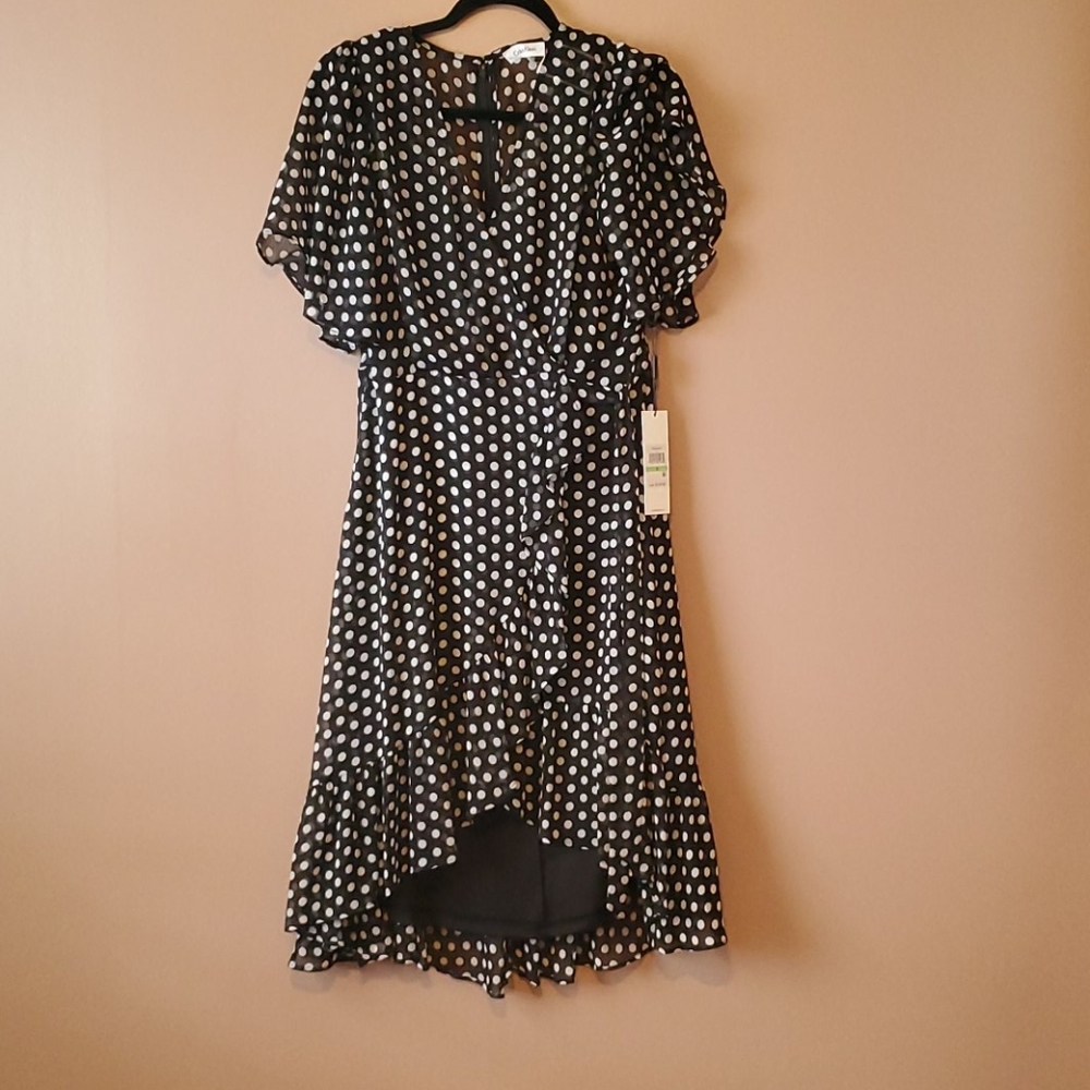 Calvin Klein Ruffle Hem Wrap Dress - Picture 2 of 5